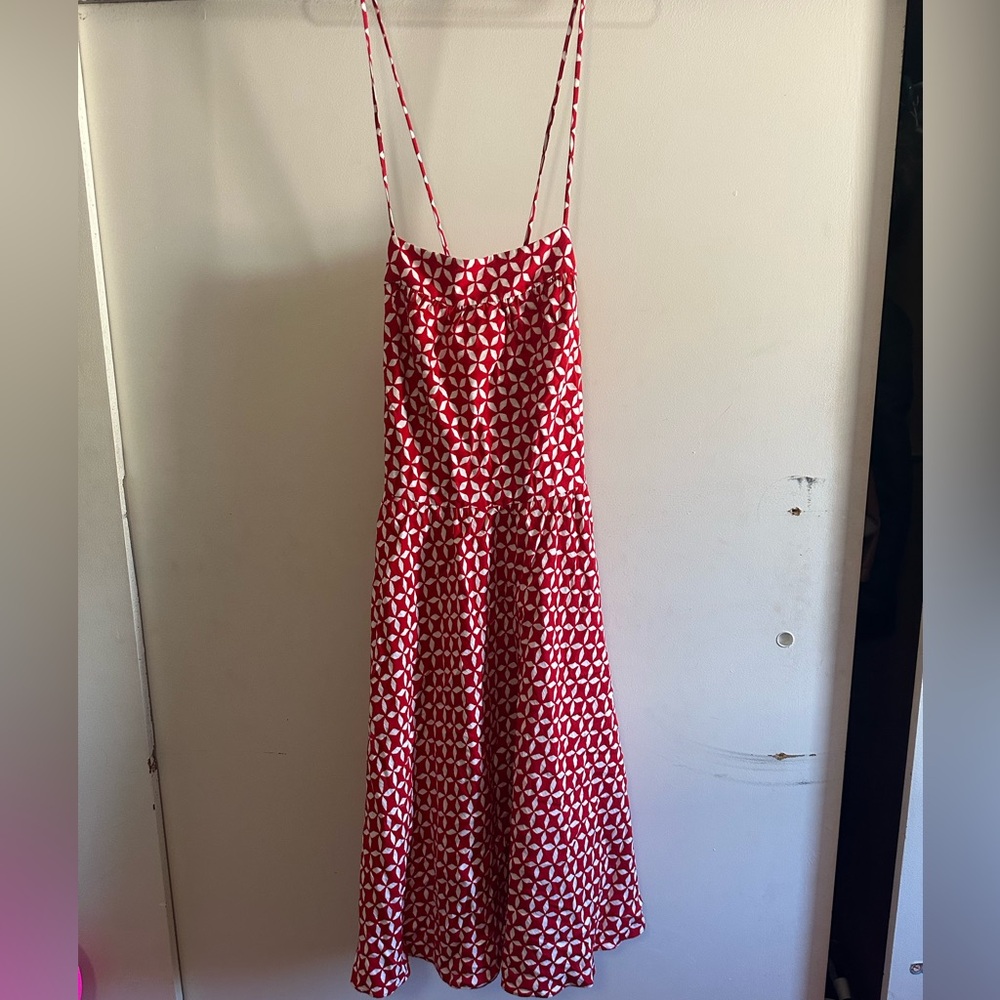 Ann Taylor Loft Red & White Print Dress Size 8